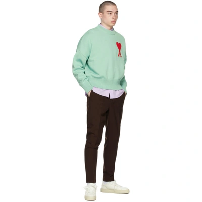 Shop Ami Alexandre Mattiussi Ssense Exclusive Green Oversize Ami De Cœur Sweater In Green Aqua