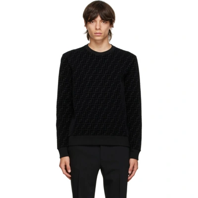 Shop Fendi Black Piqué 'forever ' Sweatshirt In F0abb Black