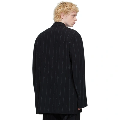 Shop Balenciaga Black Striped Signature Logo Blazer In 1066black/