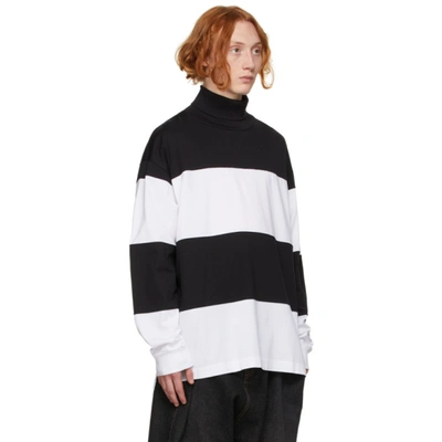 Shop Marni Black & White Striped Turtleneck In Y4490 Black+lily Whi