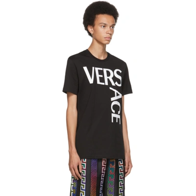 Shop Versace Black Logo T-shirt In 1b000 Black