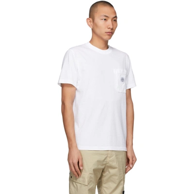 STONE ISLAND 白色 FISSATO TREATMENT T 恤