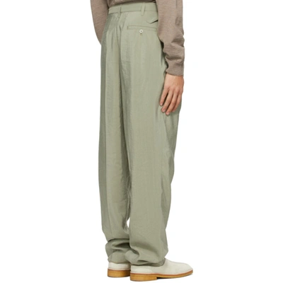 Lemaire Pleated Dry Silk Blend Pants W/ Belt In 609 Sage | ModeSens