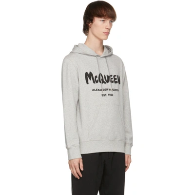 Shop Alexander Mcqueen Grey Graffiti Hoodie In 0902 Palegr