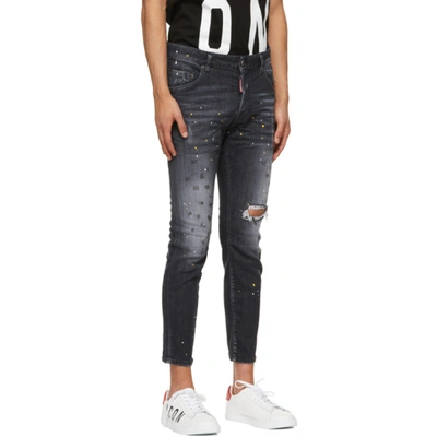 Shop Dsquared2 Black Paint Skater Jeans In 900 Black