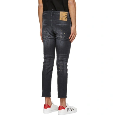 Shop Dsquared2 Black Paint Skater Jeans In 900 Black