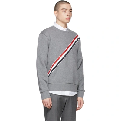 Shop Thom Browne Grey Diagonal Stripe Sweatshirt In 035 Med Grey