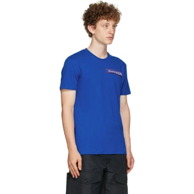 Shop Alexander Mcqueen Blue Selvedge Logo Tape T-shirt In 0903 Bold Blue/mix