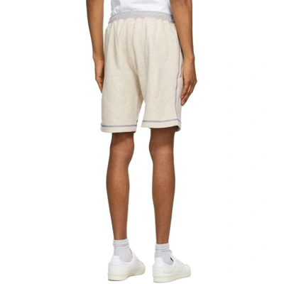 Shop Ahluwalia Beige & Grey Zig Zag Running Shorts In Oatmeal, Grey, Gree