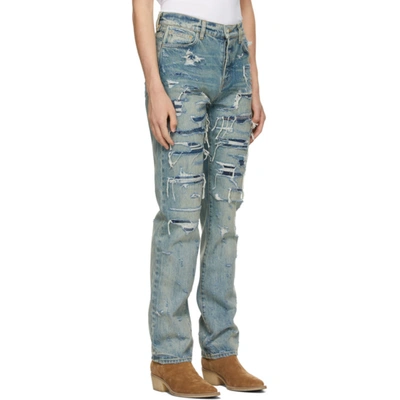 Shop Amiri Indigo Boro Repair Jeans In Original Indigo