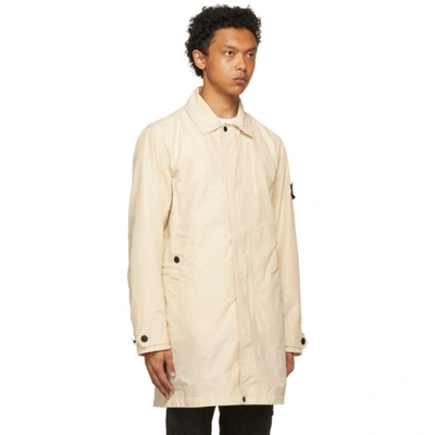 Shop Stone Island Off-white Micro Reps Trench Coat In V0093 Ivory