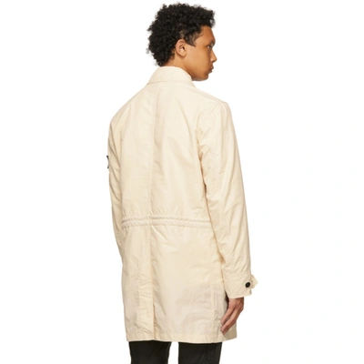 Shop Stone Island Off-white Micro Reps Trench Coat In V0093 Ivory