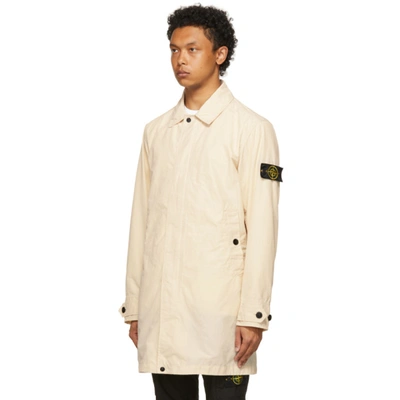 Shop Stone Island Off-white Micro Reps Trench Coat In V0093 Ivory