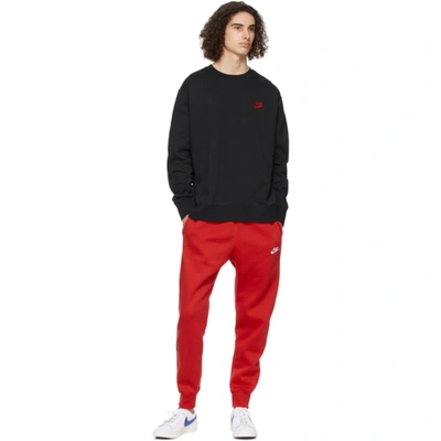 Shop Nike Black & Red Sportswear Club Sweatshirt In Blk/uni Red