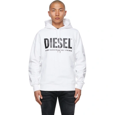 Shop Diesel White S-gir-division-logo Hoodie In White100