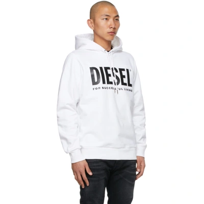Shop Diesel White S-gir-division-logo Hoodie In White100