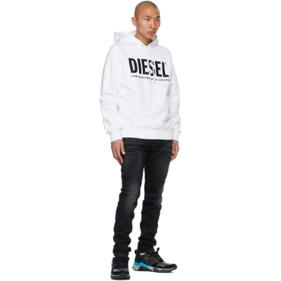 Shop Diesel White S-gir-division-logo Hoodie In White100