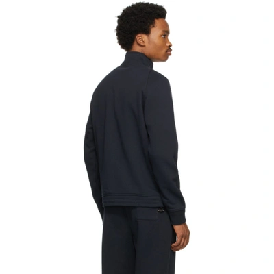Shop Ermenegildo Zegna Navy Cotton Zip-up Sweater In B09 Navy