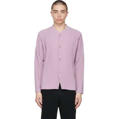 Shop Issey Miyake Purple Tailored Pleats 2 Cardigan In 80 Purple Hued