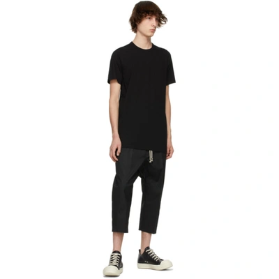 Shop Rick Owens Black Cropped Drawstring Trousers In 09 Black