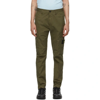 Stone Island Khaki Stretch Poplin Cargo Pants In Olive | ModeSens