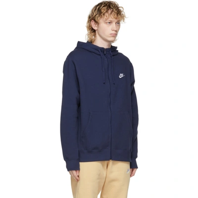 Shop Nike Navy Nsw Full-zip Club Hoodie In 410 Midnigh