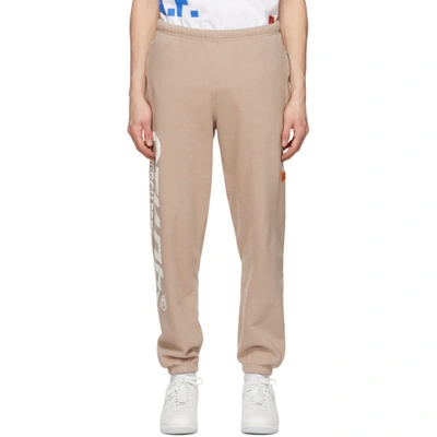 Shop Heron Preston Taupe 'style' Lounge Pants In Taupe White