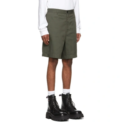 Shop Acne Studios Khaki Cotton Twill Shorts In Stone Grey
