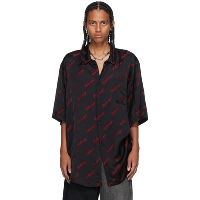Shop Balenciaga Black & Red Minimal Short Sleeve Shirt In 1076 Black/red