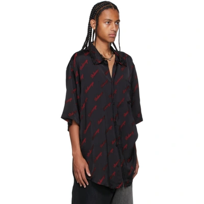 Shop Balenciaga Black & Red Minimal Short Sleeve Shirt In 1076 Black/red