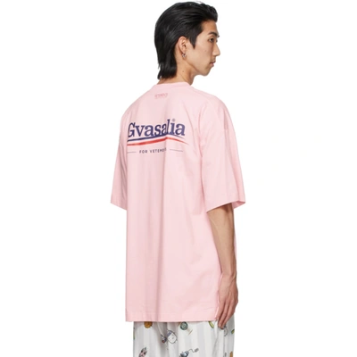 Shop Vetements Pink 'gvasalia' T-shirt In Baby Pink