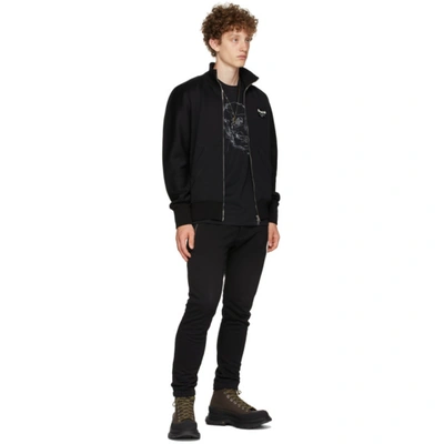 Shop Alexander Mcqueen Black Pattern Skull Oversized T-shirt In 0901 Black/mix