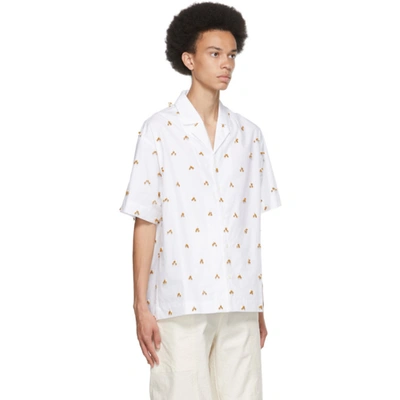 Shop Jacquemus White & Brown 'la Chemise Blé' Short Sleeve Shirt In White Embroidered