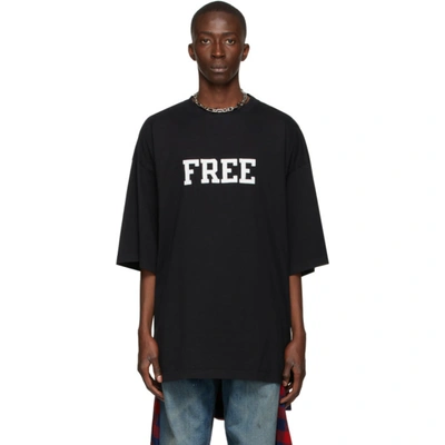 Shop Balenciaga Black 'free' Wide T-shirt In 1070 Black/white