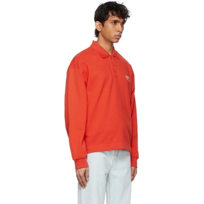 Shop Ader Error Orange Needle Logo Long Sleeve Polo