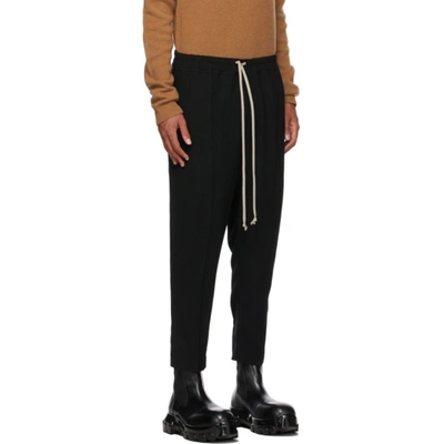 Shop Rick Owens Black Wool Cropped Drawstring Astaires Trousers In 09 Black