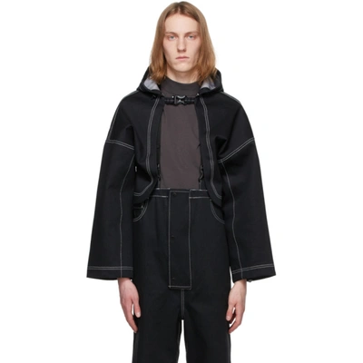 Black Denim Three-layer Bolero Jacket