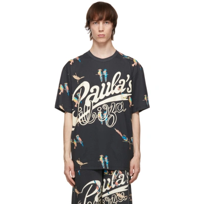 Shop Loewe Black Paula's Ibiza Parrot T-shirt In 1489 Black/multicolo