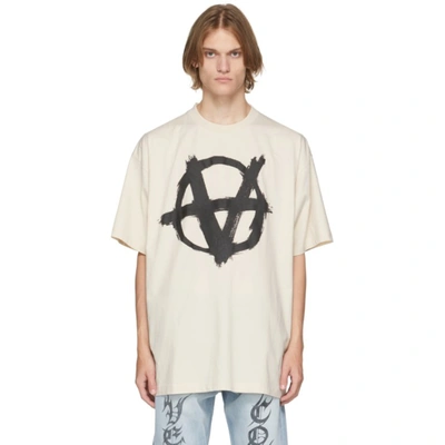 Vetements White Inverted Anarchy Print T-shirt In Off White | ModeSens
