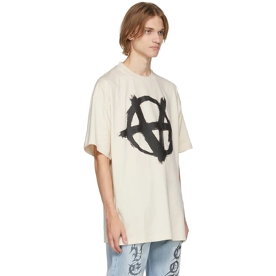 Shop Vetements Off-white Double Anarchy T-shirt In Off White / Black