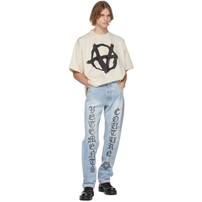Shop Vetements Off-white Double Anarchy T-shirt In Off White / Black