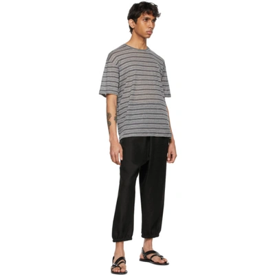 Shop Saint Laurent Grey Striped Surfer T-shirt In 1463 Cgyant