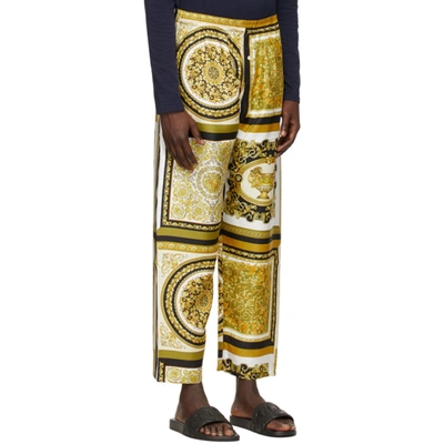 Shop Versace Gold Barocco Mosaic Lounge Pants In 5w060 Whtgl