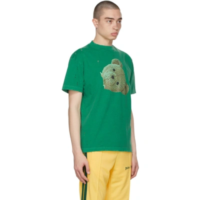 Shop Palm Angels Green Gd Bear Head Classic T-shirt In Green Black