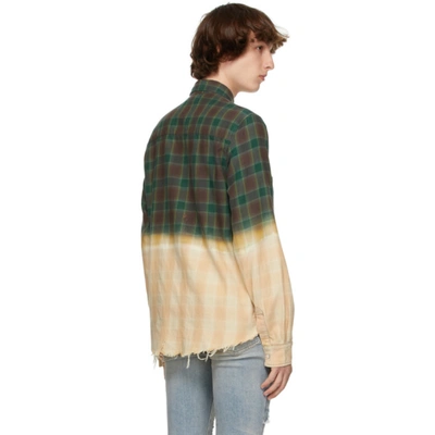 Shop Amiri Green Plaid Bleached Shadow Shirt In Military Green