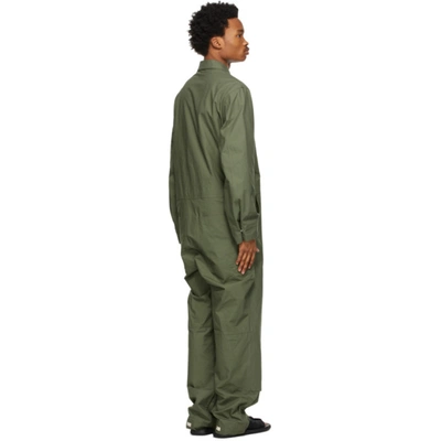 Shop Jil Sander Khaki Workwear Jumpsuit In 308 Dark Green