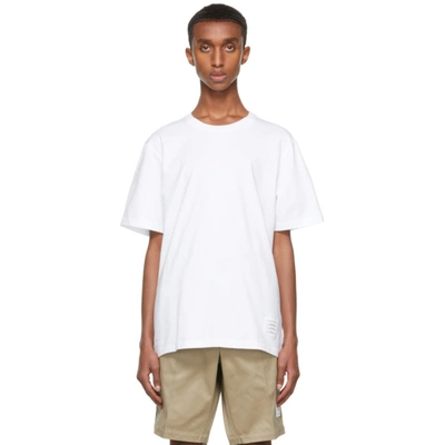 Shop Thom Browne White Relaxed-fit Side Slit T-shirt In 100 White