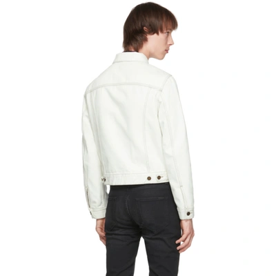 Shop Saint Laurent Off-white Denim Fitted Jacket In 9029 Growht