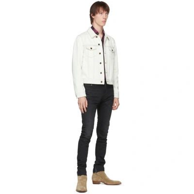 Shop Saint Laurent Off-white Denim Fitted Jacket In 9029 Growht