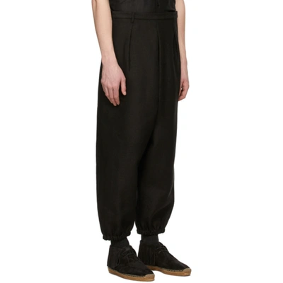 Shop Saint Laurent Black Linen Hakama Trousers In 1000 Black